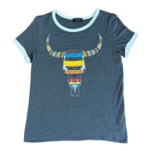 Zutter Western Longhorn Serape Graphic Short Sleeve T-Shirt - Small